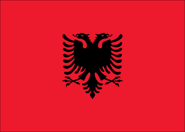 알바니아 국기. 그리스와 국경을 접한 알바니아 역시 쌍두독수리를 국기에 사용하고 있다.
