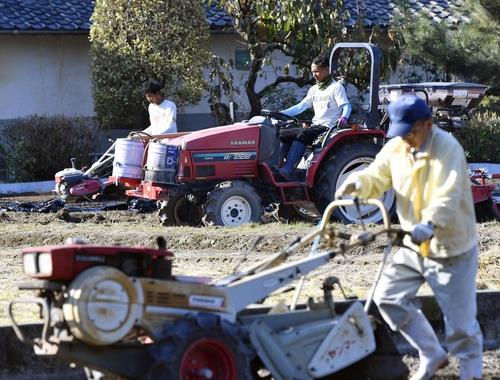 농기계를 사용중인 인도네시아인 기능실습생. 사진=교도/연합뉴스 제공