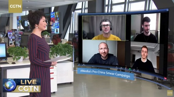 사진=관영 매체 CGTN에 등장한 '친중' 유튜버들. CGTN.