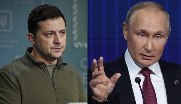 사진=우크라이나 대통령 볼로디미르 젤렌스키(좌)와 러시아 대통령 블라디미르 푸틴(우)/AP통신