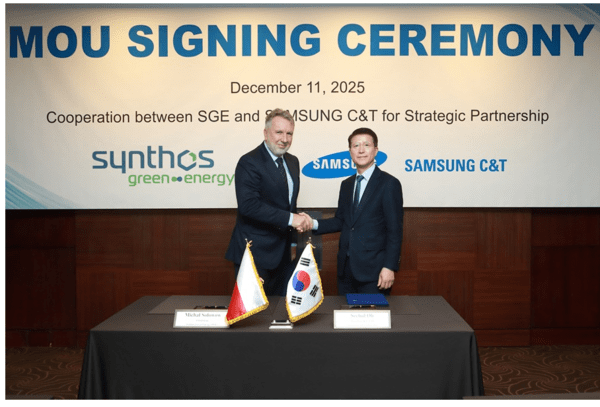 삼성물산 건설부문과 신토스그린에너지 유럽 SMR 개발 협력을 위한 업무협약(왼쪽부터 신토스그린에너지 미하우 소워보프 회장, 삼성물산 건설부문 오세철 대표이사 사장). /사진=삼성물산 건설부문